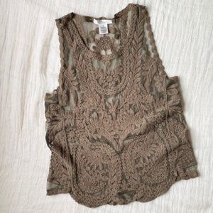 Gorgeous Olive Green Lace Sleeveless Top